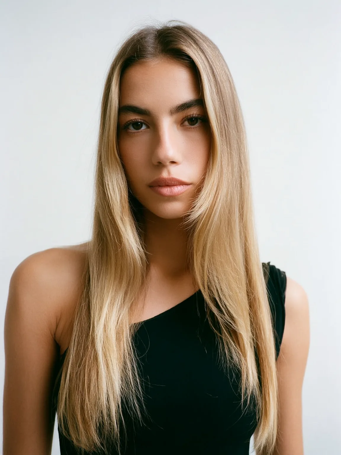 Long Straight Layers in Sandy Blonde
